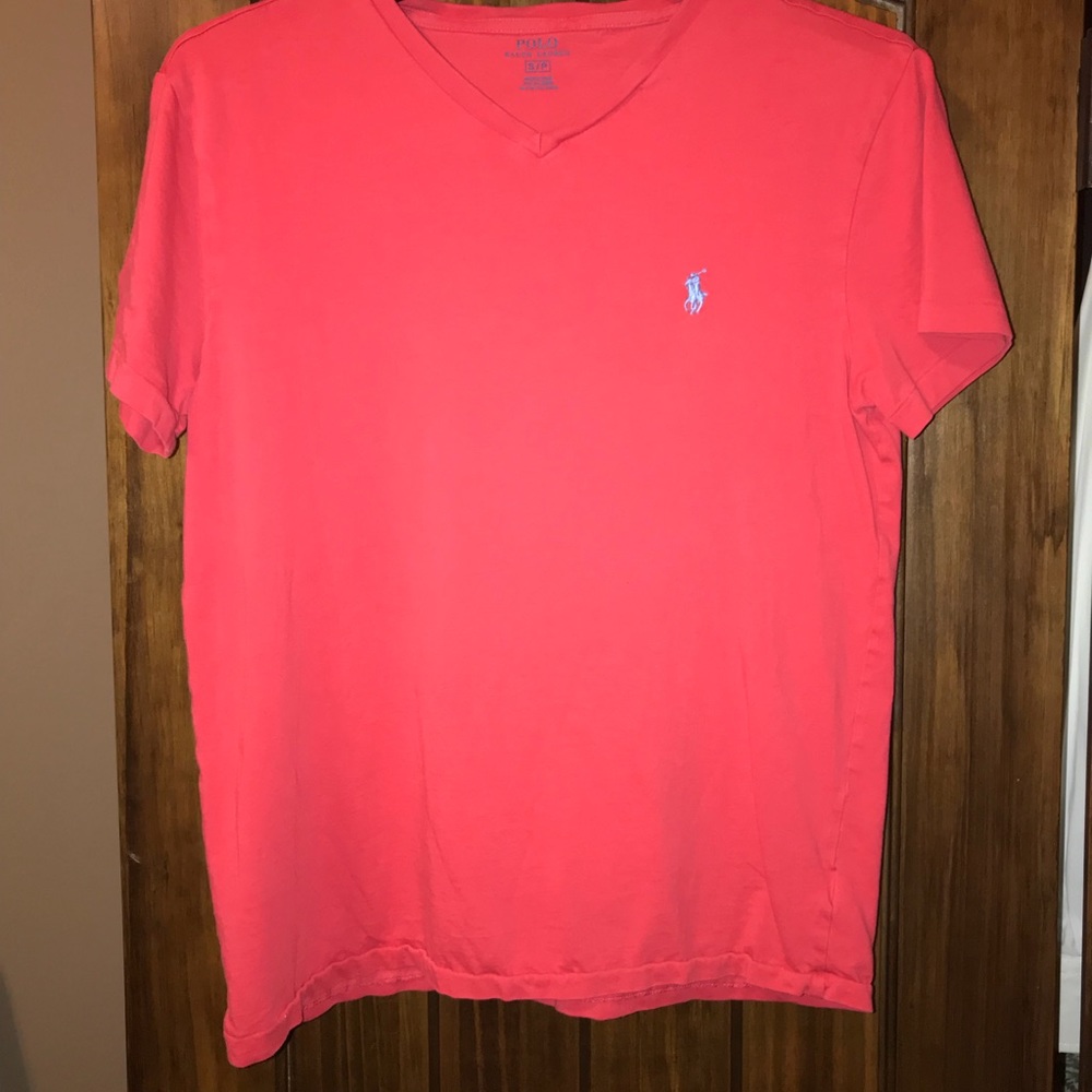 Light red/blue polo sign shirt!!